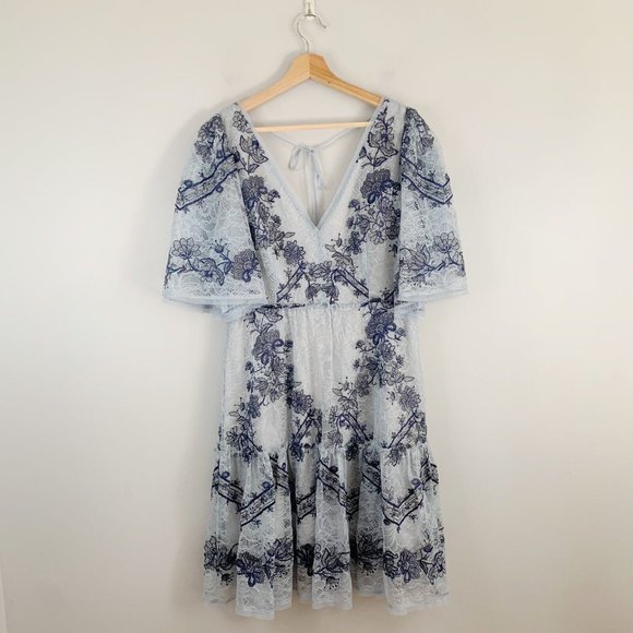 BCBGMaxAzria Dresses & Skirts - BCBGMaxAzria Blue and White Floral Mini Dress